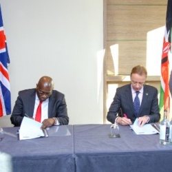 The Dean for FBMH, Prof Graham Lord and the HC for Kenya signing the MOU in London in January 2020, which paved the way for this collaboration