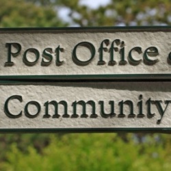 Sign of post office and community centre