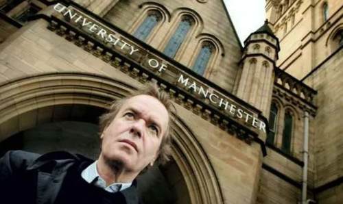 Martin Amis outside The University of Manchester